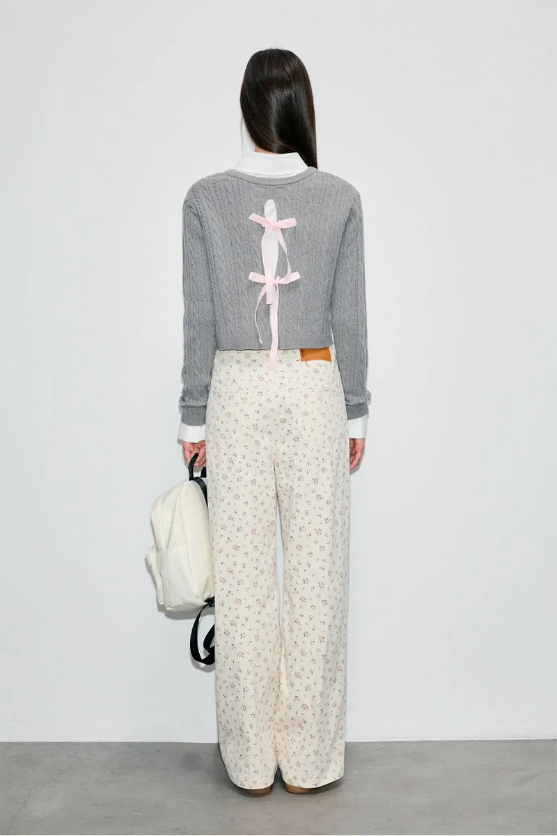 Bow Tie Twist  Pullover Sweater