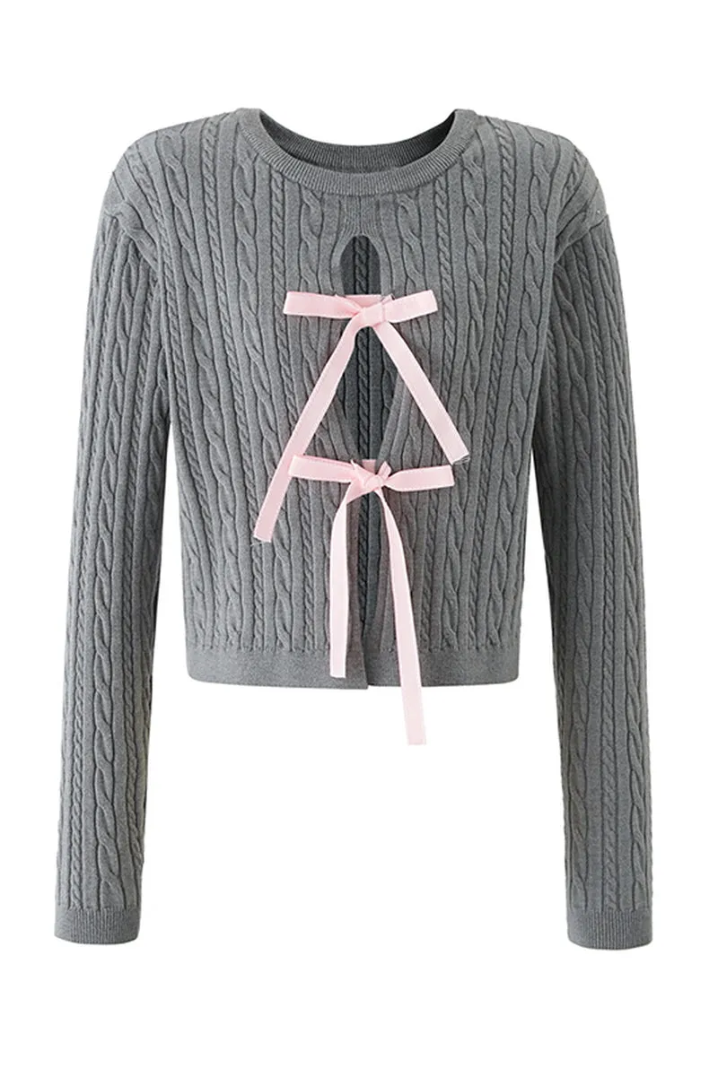 Bow Tie Twist  Pullover Sweater