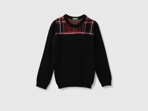 Boys Checked Round Neck Sweater