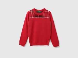 Boys Checked Round Neck Sweater