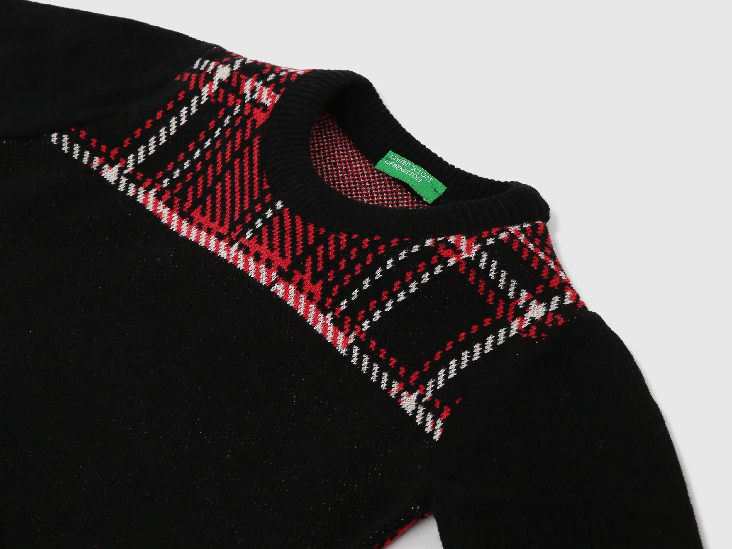 Boys Checked Round Neck Sweater