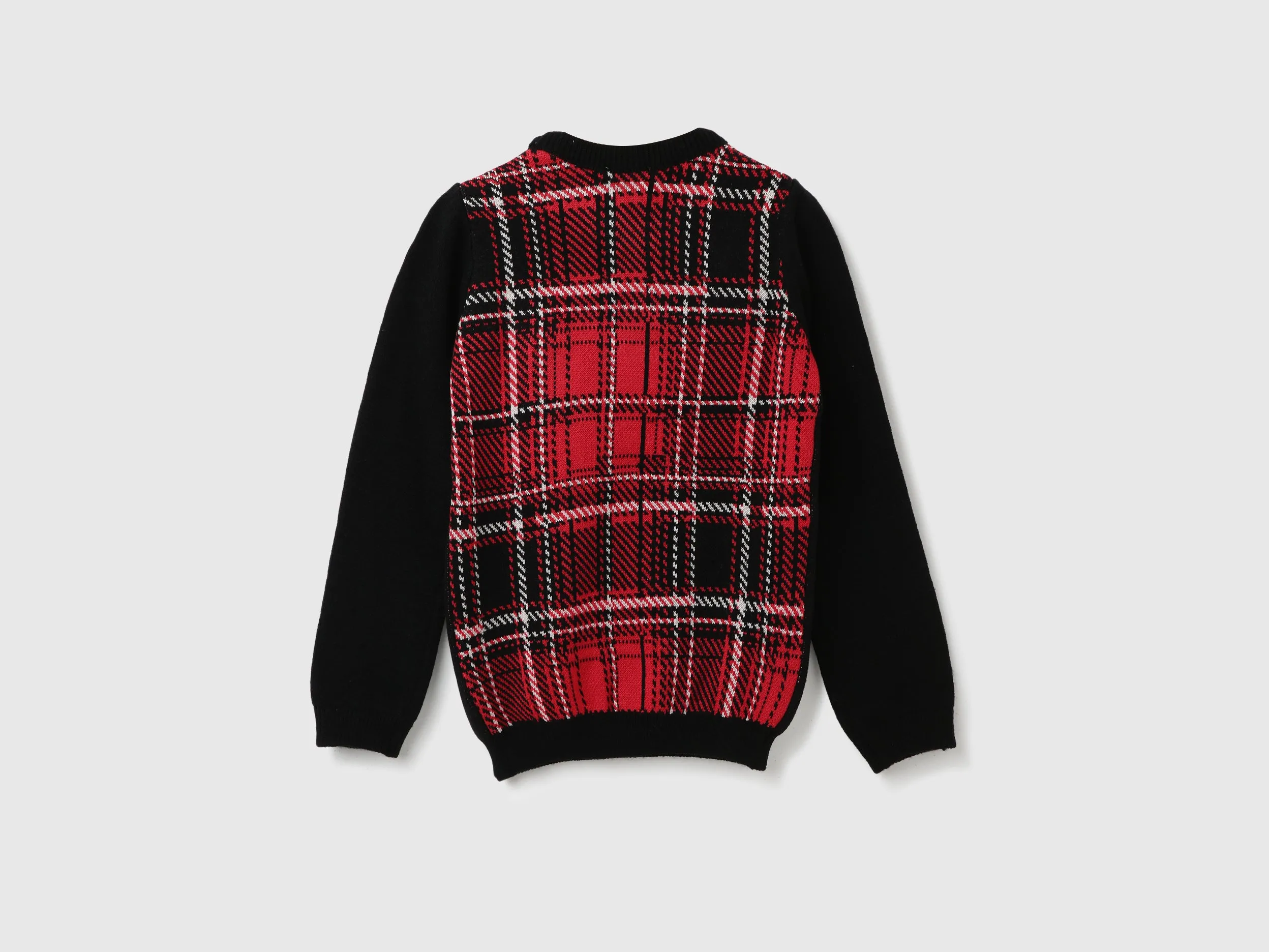 Boys Checked Round Neck Sweater