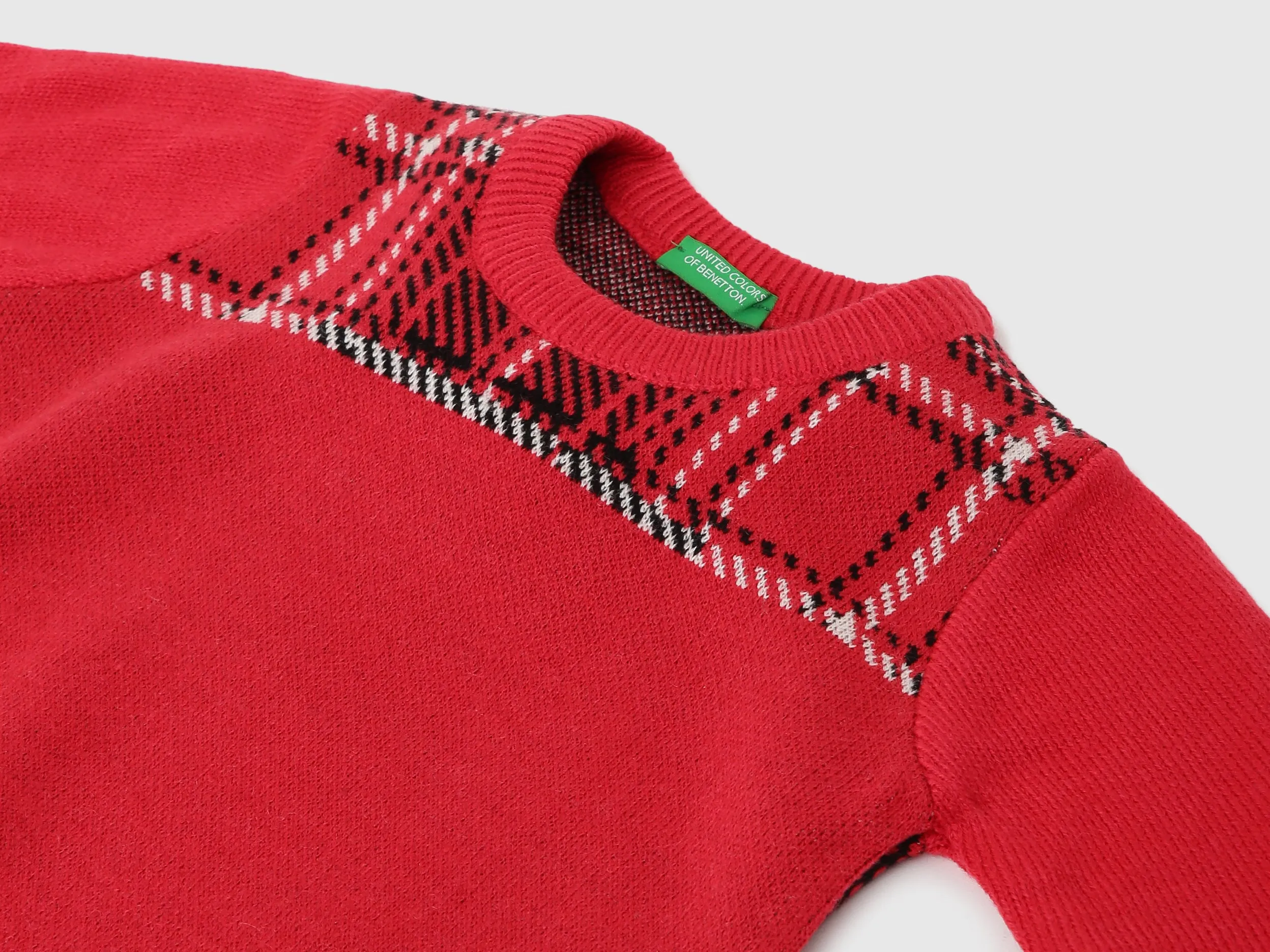 Boys Checked Round Neck Sweater