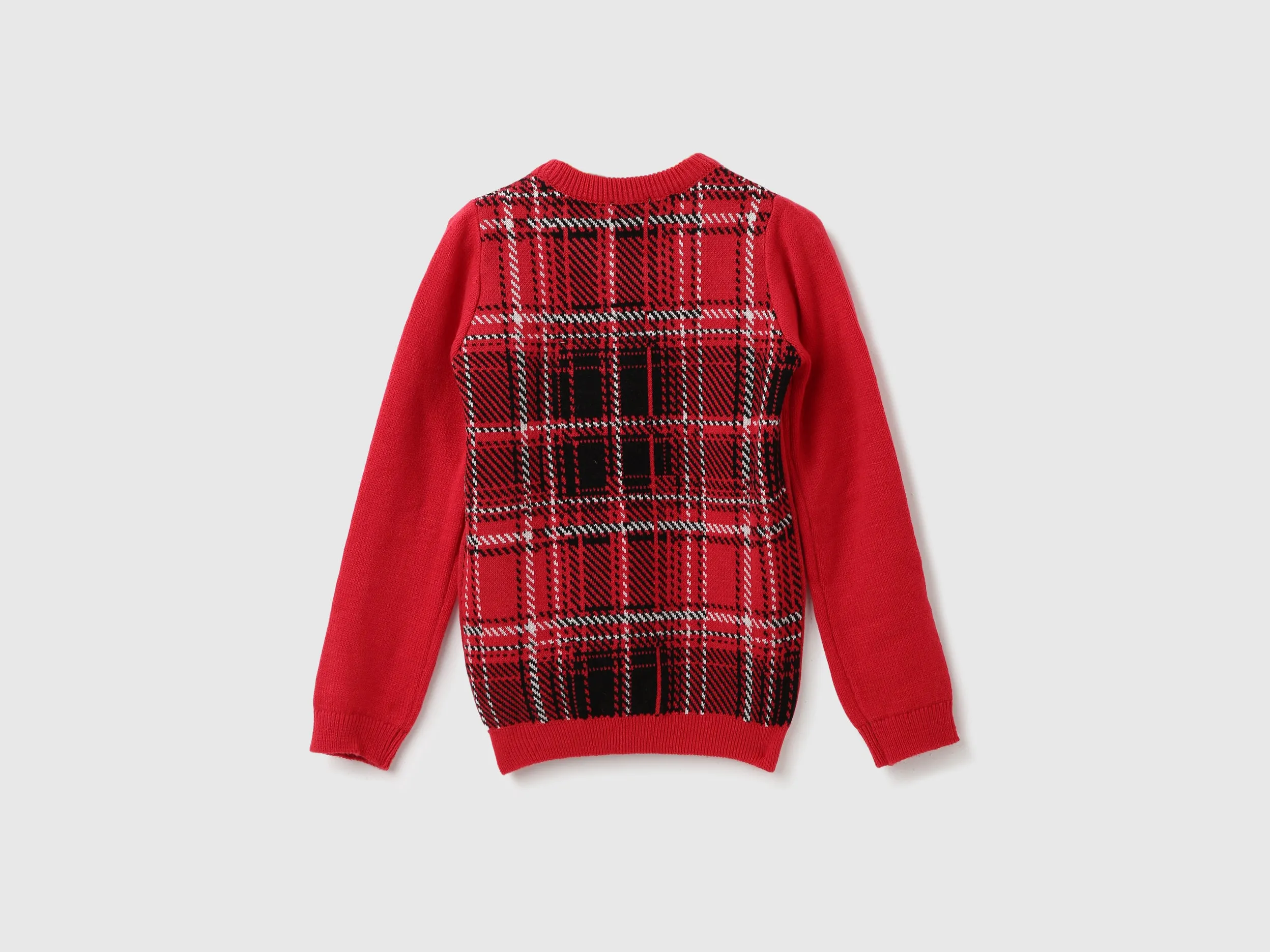 Boys Checked Round Neck Sweater