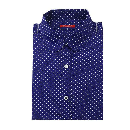 Brand Cotton Women Shirts Long Sleeve Blouse Polka Dot Turn Down Collar Women Tops