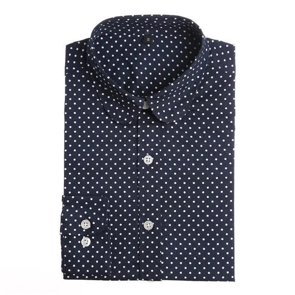 Brand Cotton Women Shirts Long Sleeve Blouse Polka Dot Turn Down Collar Women Tops