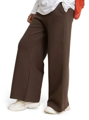 Brown Ribbed Wide Leg