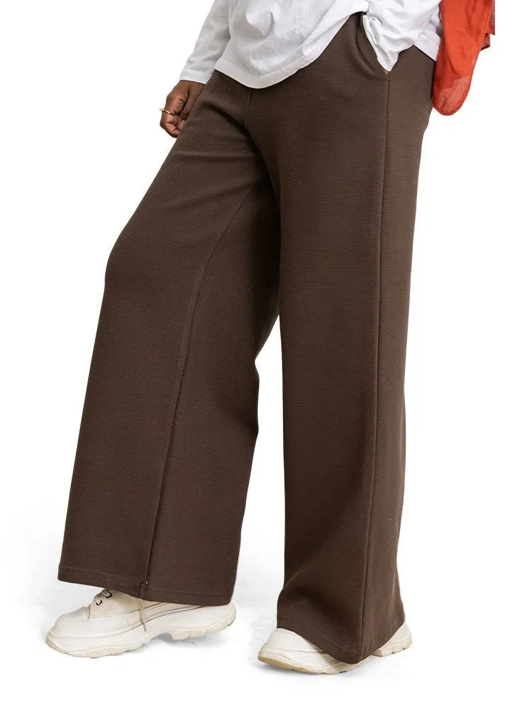 Brown Ribbed Wide Leg