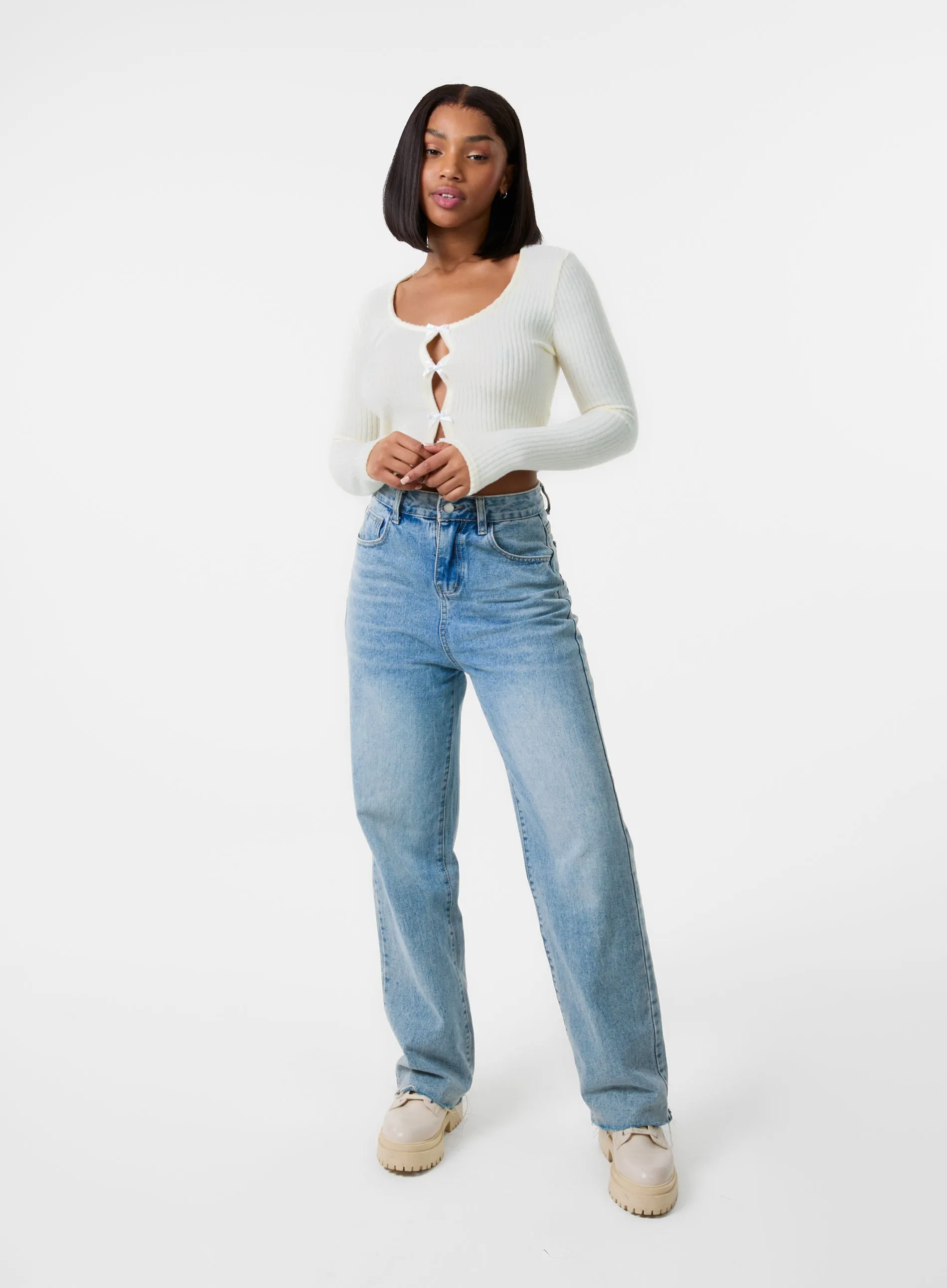 Brushed Rib Bow Top