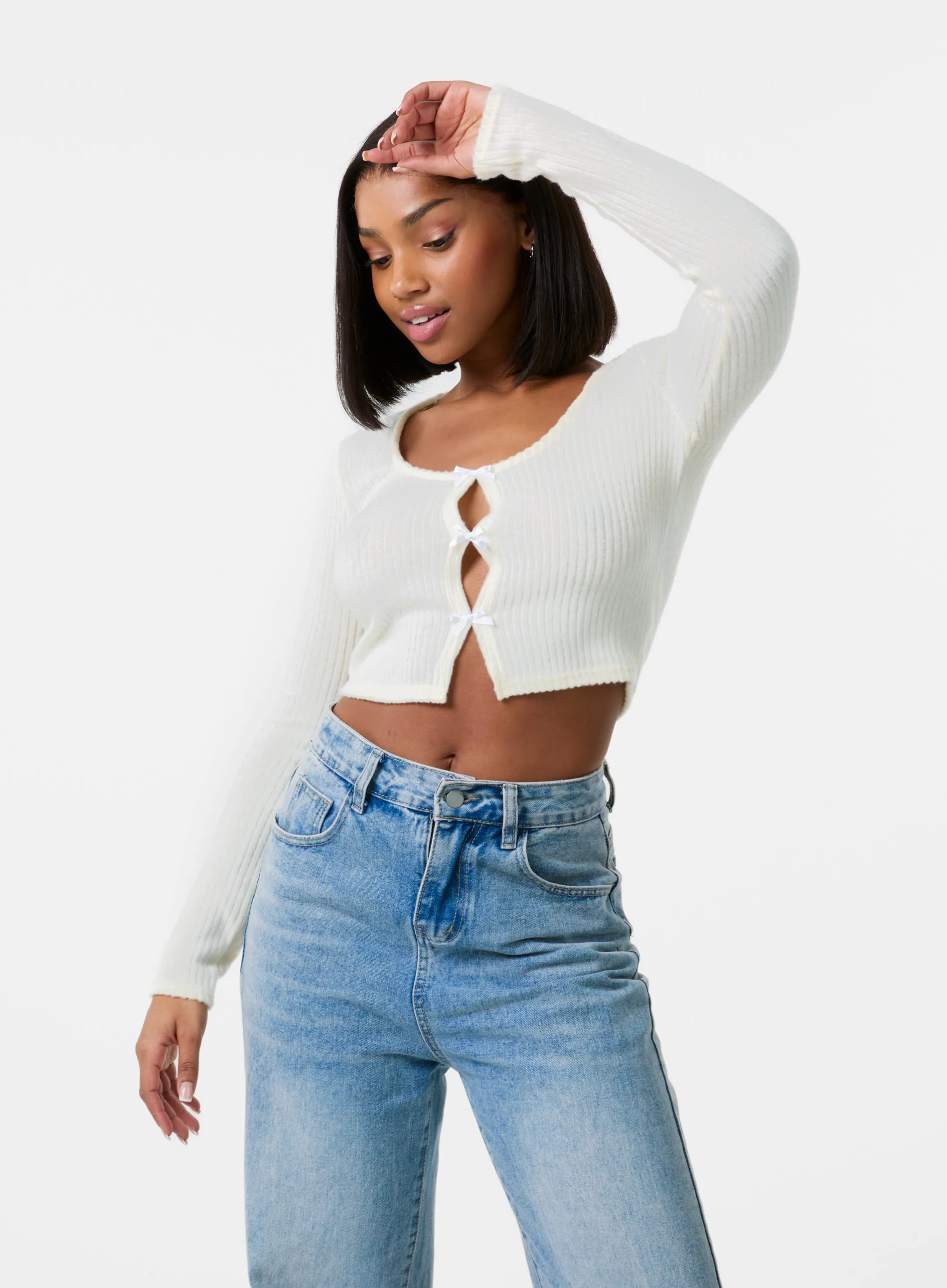 Brushed Rib Bow Top