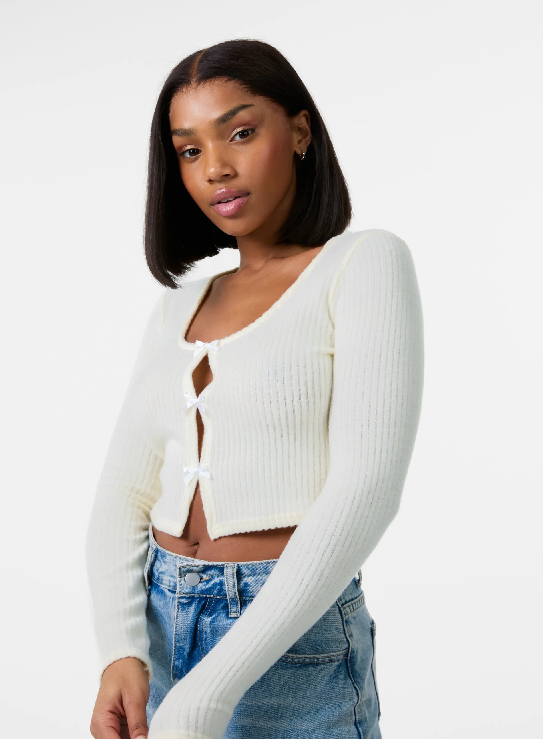 Brushed Rib Bow Top