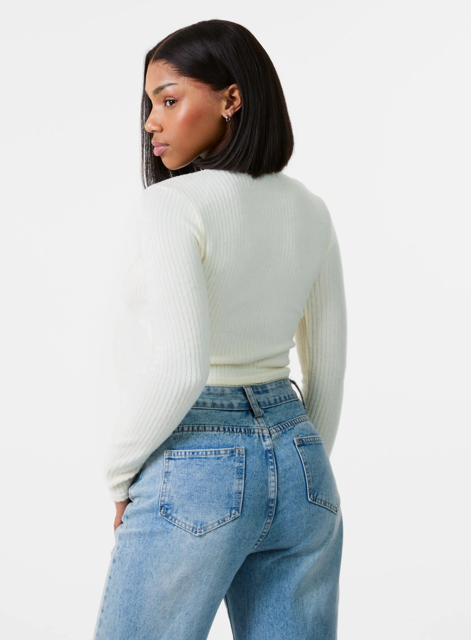 Brushed Rib Bow Top