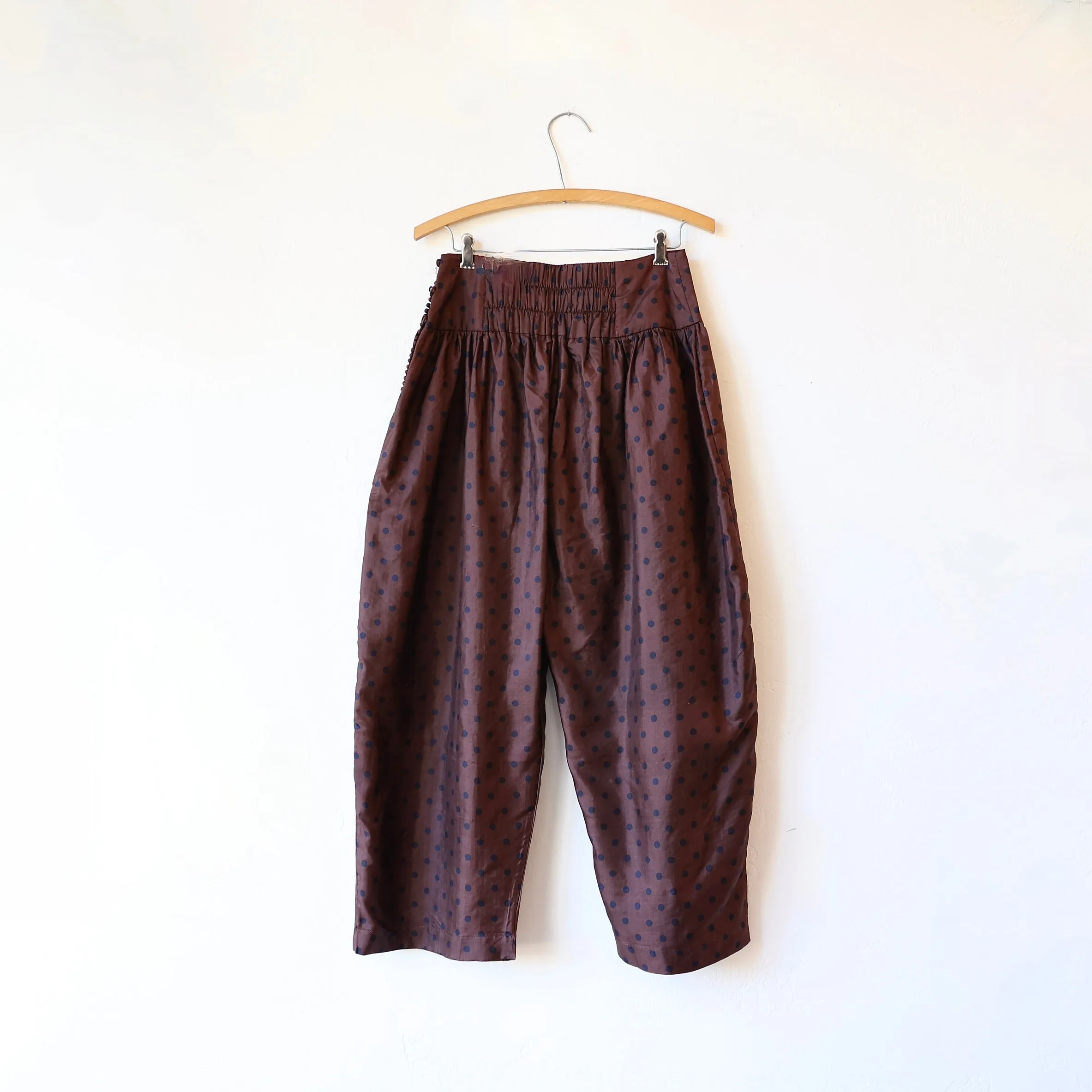 Bunon Silk Pants - Black/Brown Polkadot