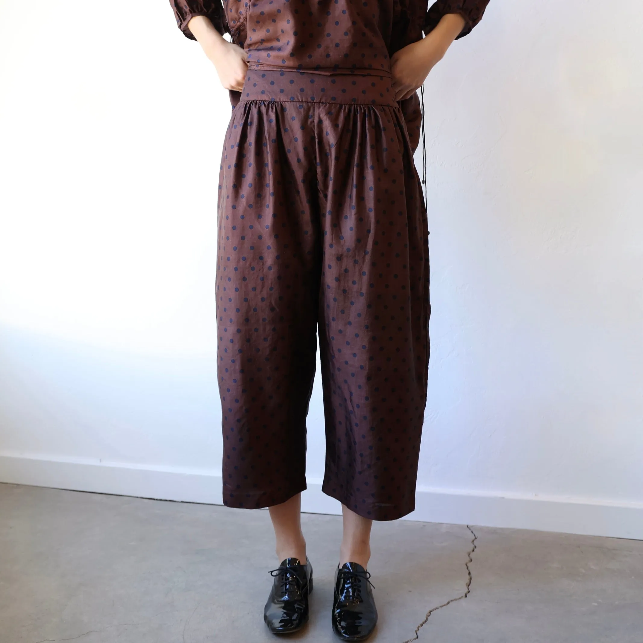 Bunon Silk Pants - Black/Brown Polkadot