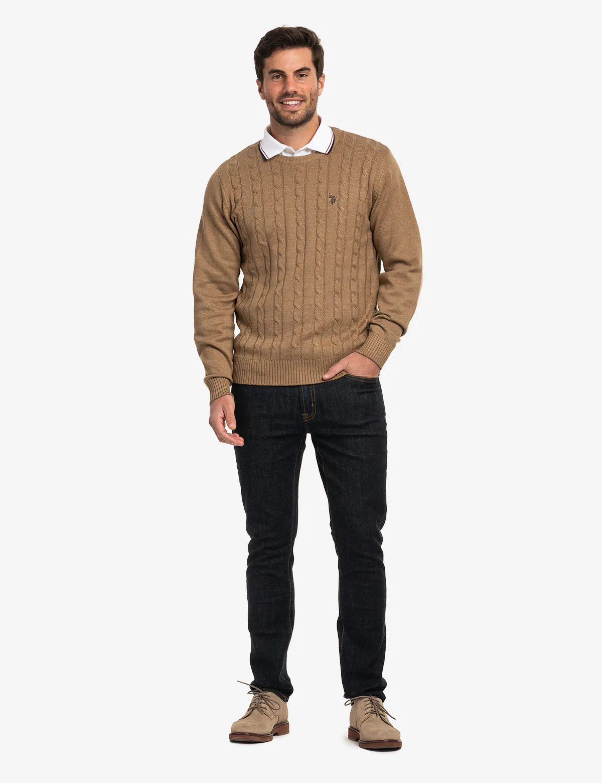 CABLE CREW NECK SWEATER