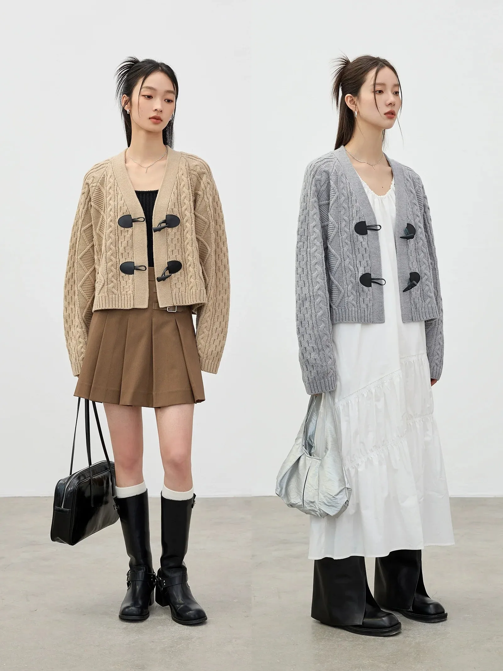 Cable-Knit Cardigan with Toggle Closures