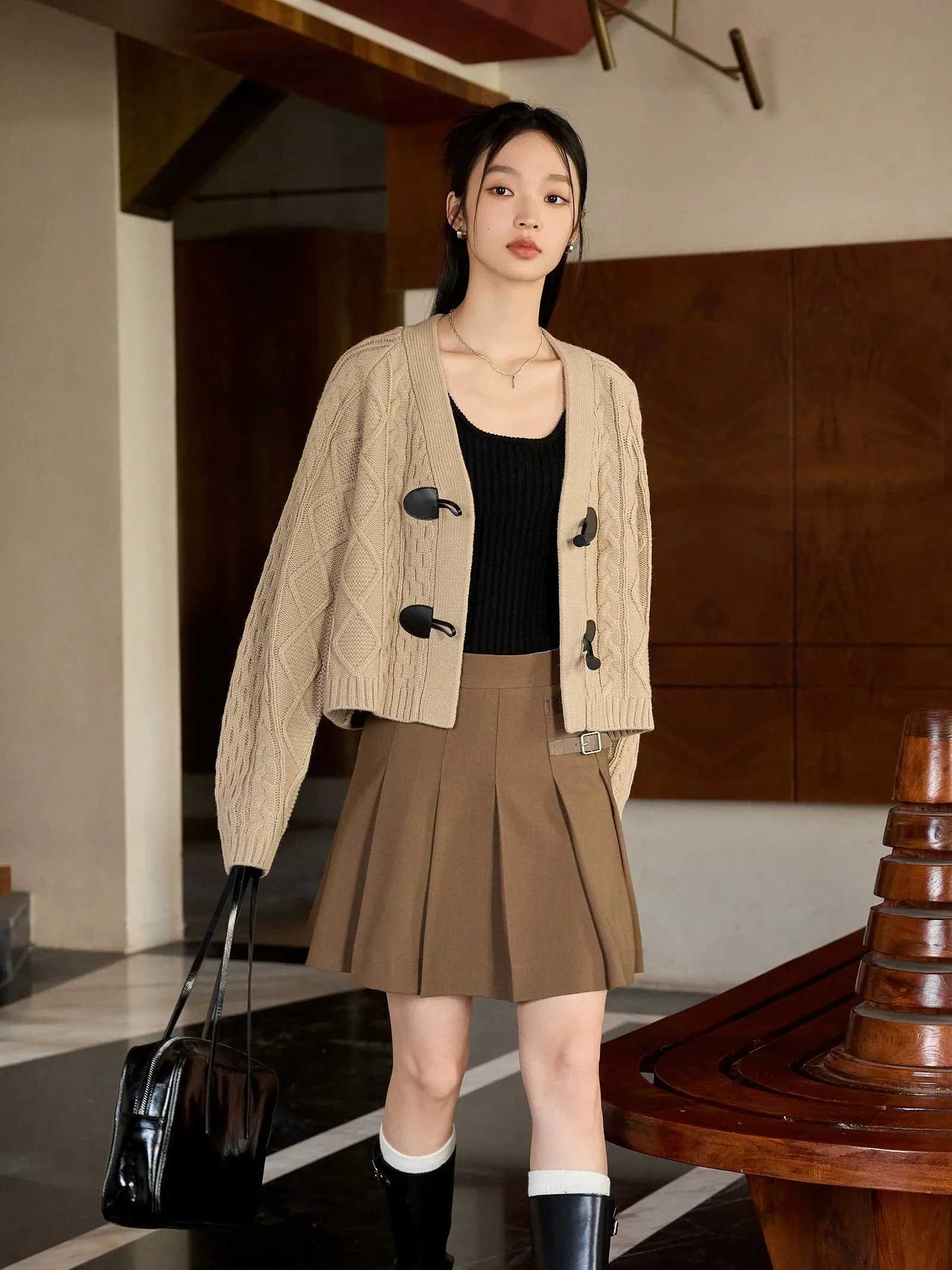 Cable-Knit Cardigan with Toggle Closures