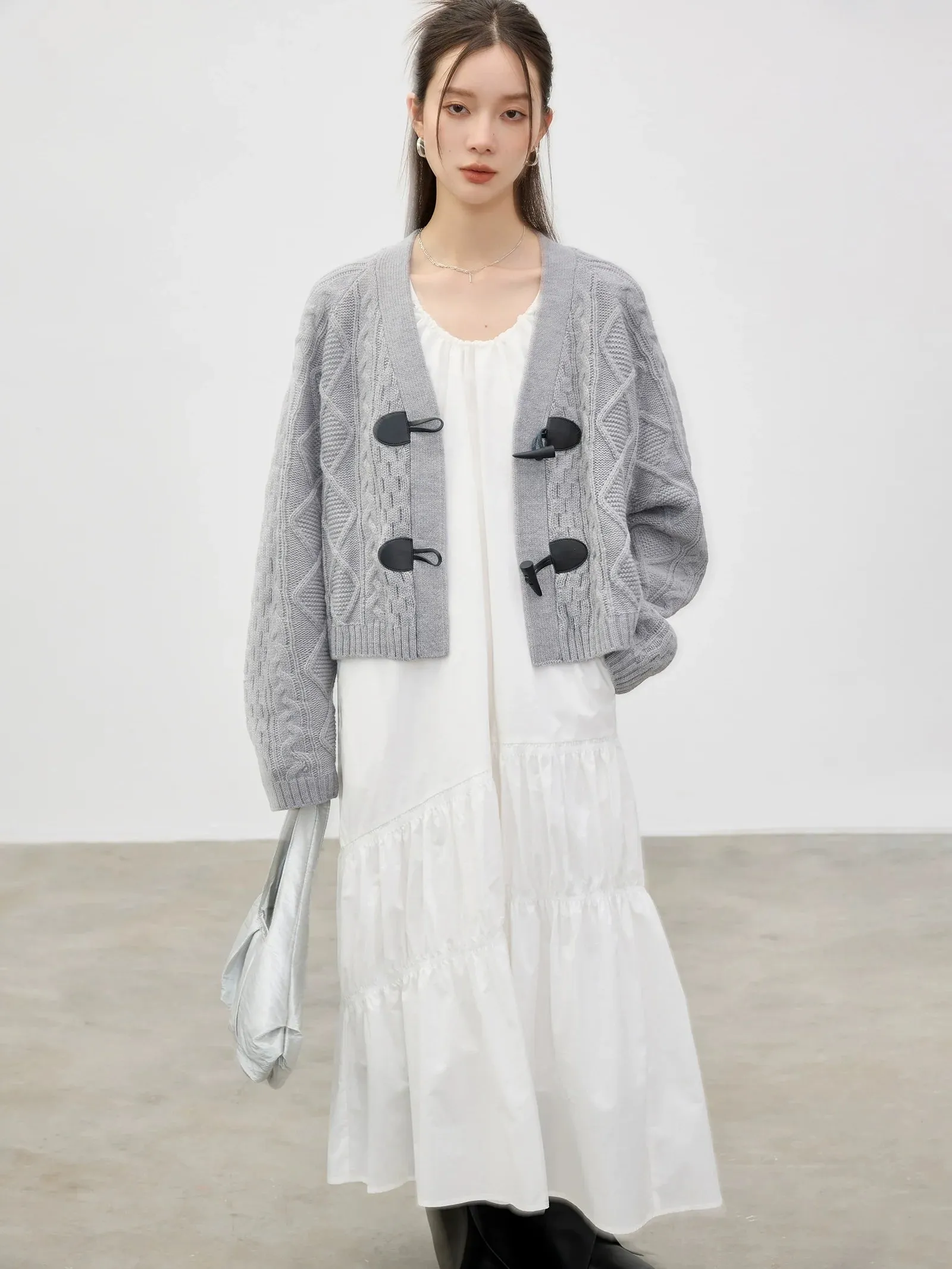 Cable-Knit Cardigan with Toggle Closures