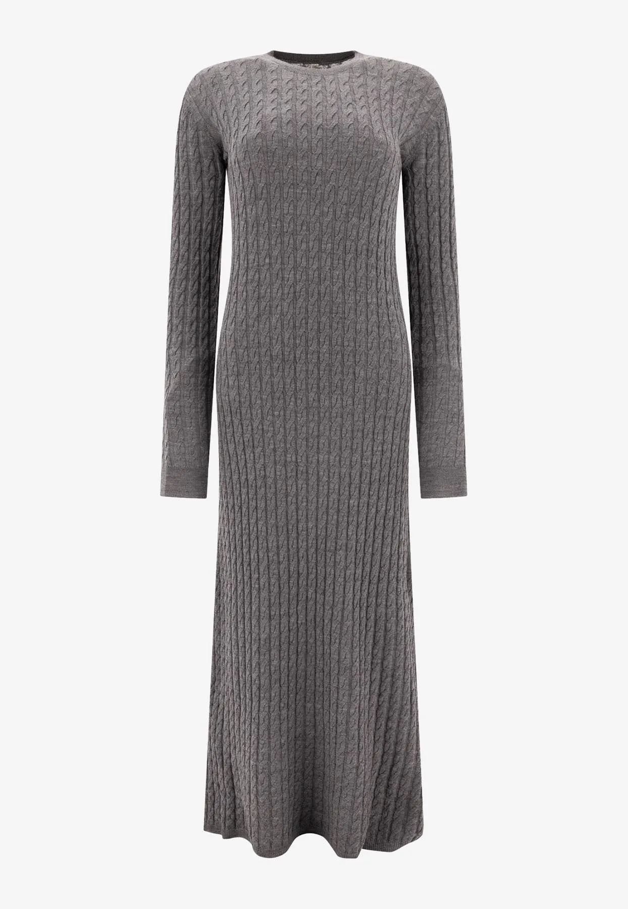 Cable Knit Wool Midi Dress