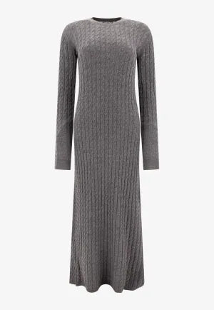 Cable Knit Wool Midi Dress