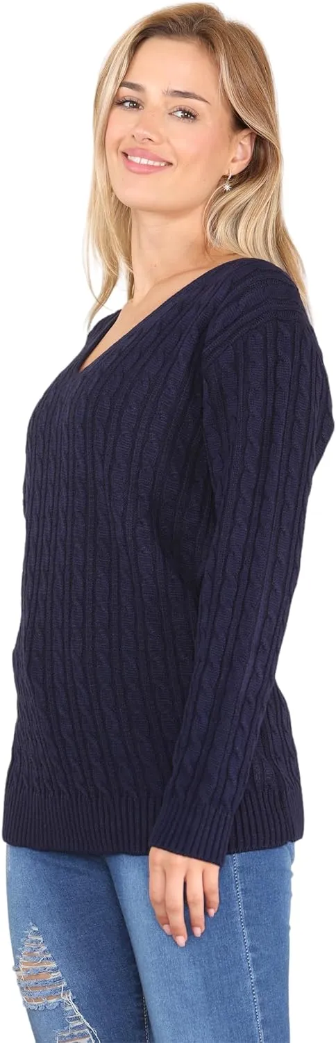 Cable Knitted V-Neck Sweater Top