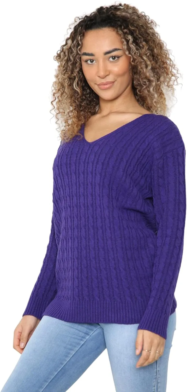 Cable Knitted V-Neck Sweater Top