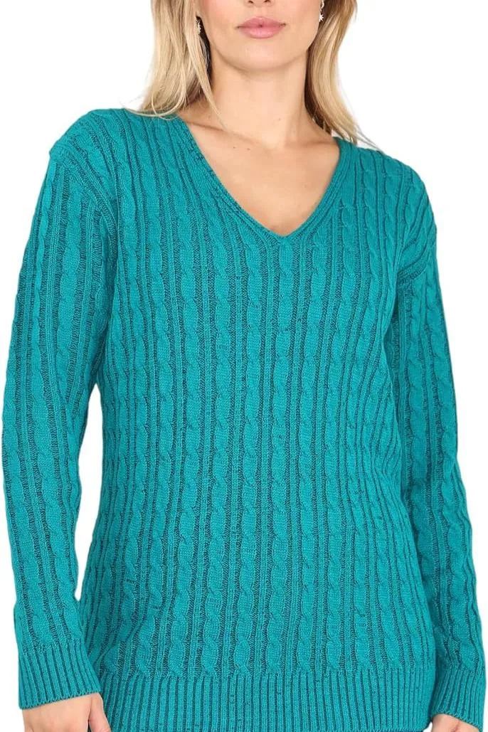 Cable Knitted V-Neck Sweater Top