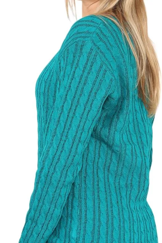 Cable Knitted V-Neck Sweater Top