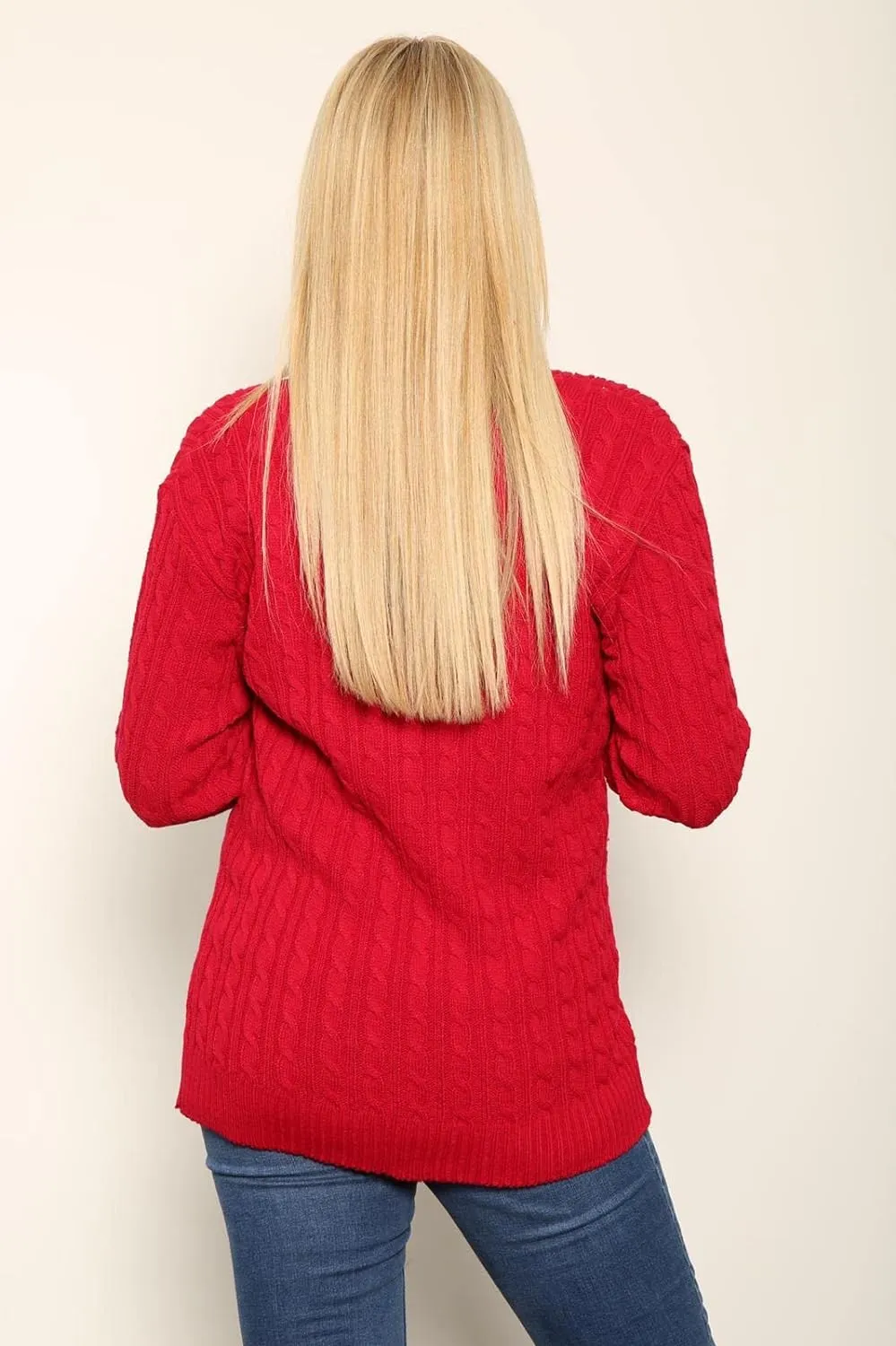 Cable Knitted V-Neck Sweater Top