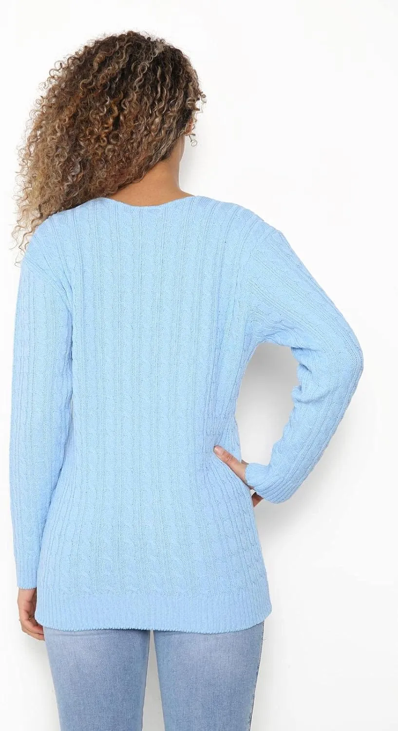 Cable Knitted V-Neck Sweater Top