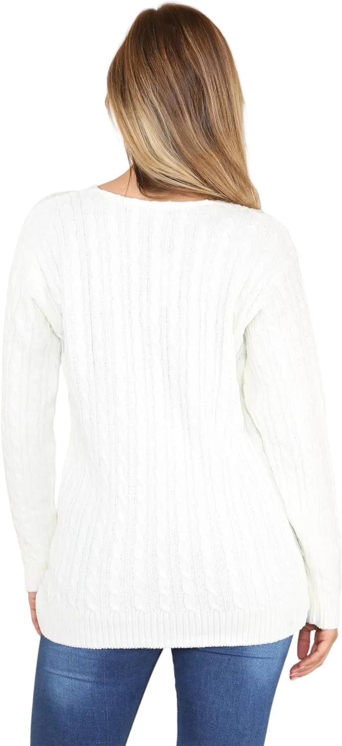 Cable Knitted V-Neck Sweater Top