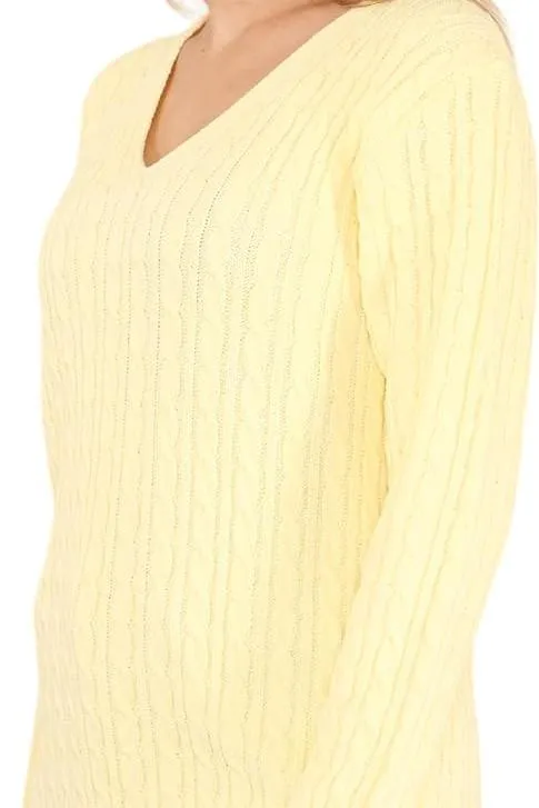 Cable Knitted V-Neck Sweater Top