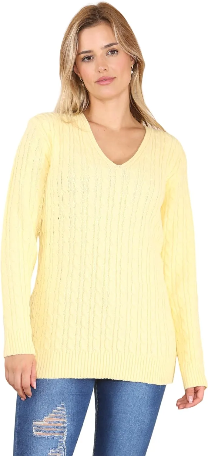 Cable Knitted V-Neck Sweater Top