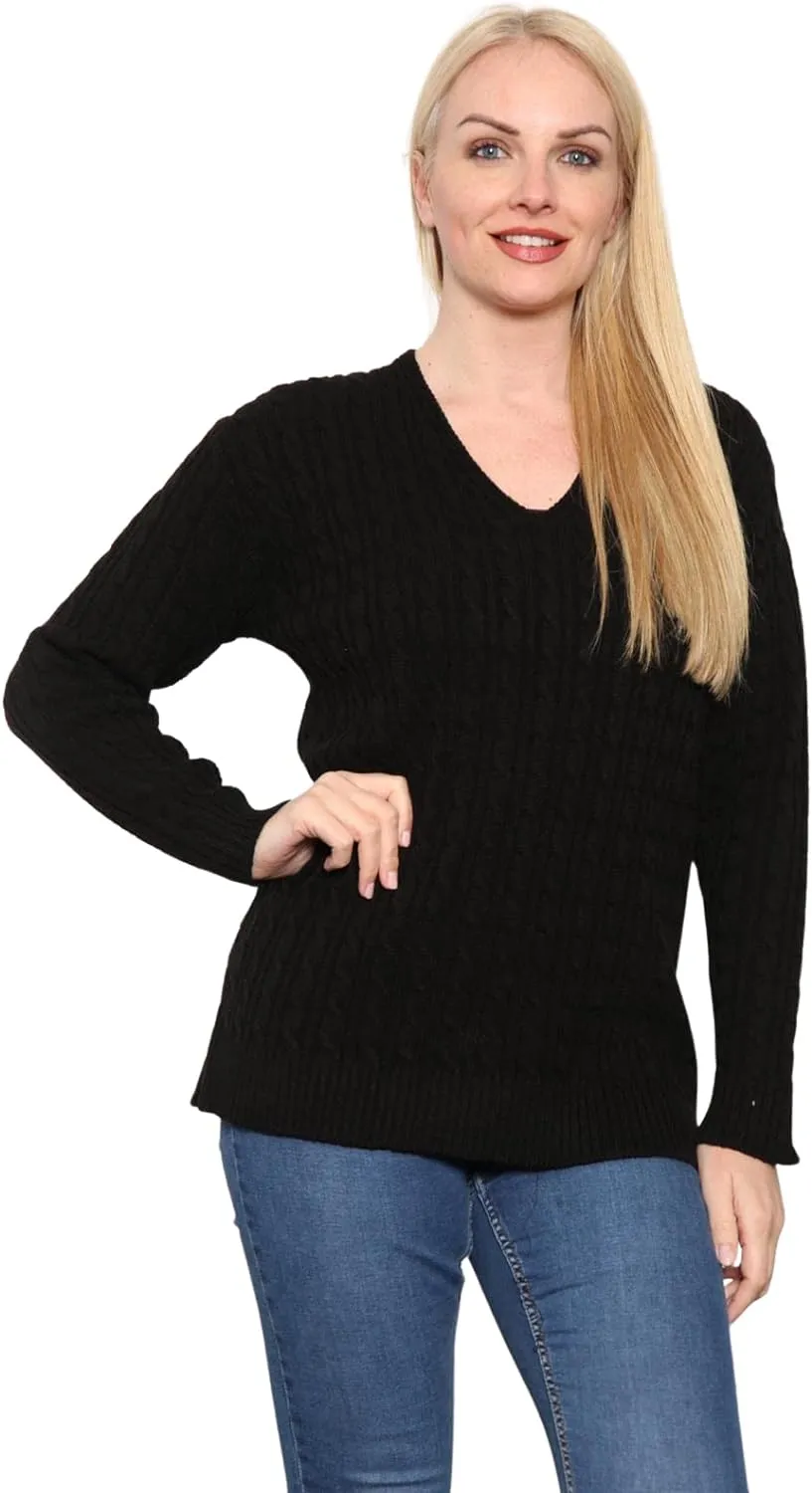 Cable Knitted V-Neck Sweater Top