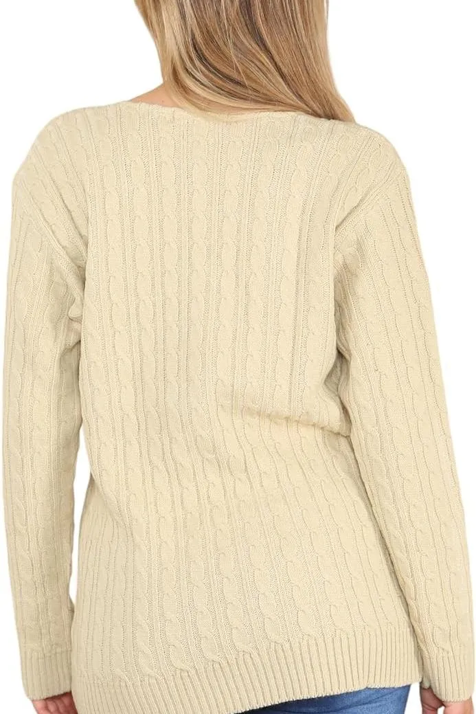 Cable Knitted V-Neck Sweater Top