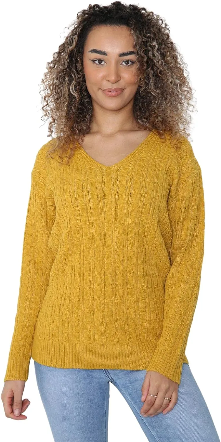 Cable Knitted V-Neck Sweater Top