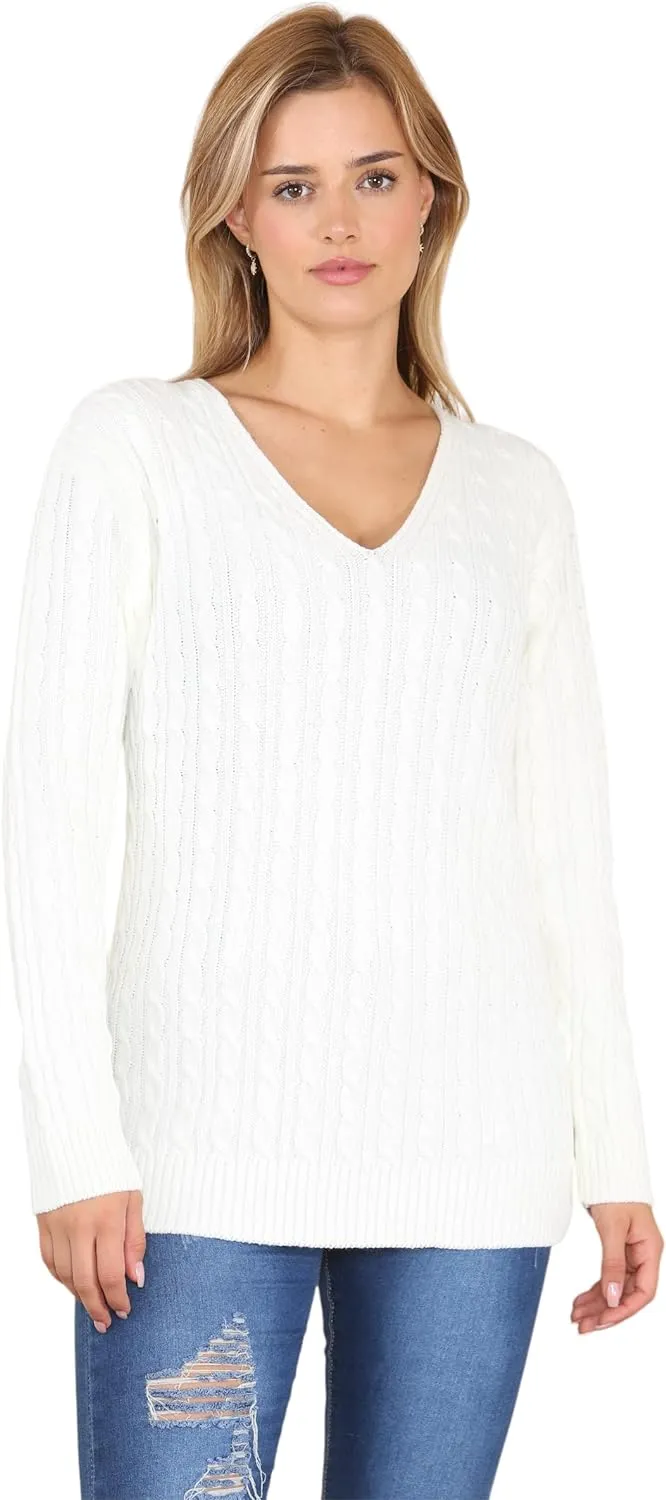 Cable Knitted V-Neck Sweater Top