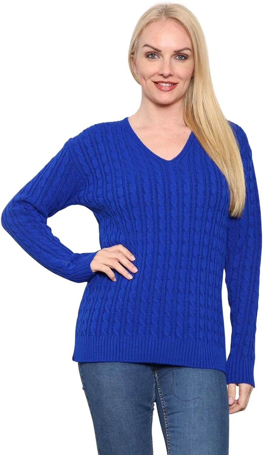 Cable Knitted V-Neck Sweater Top