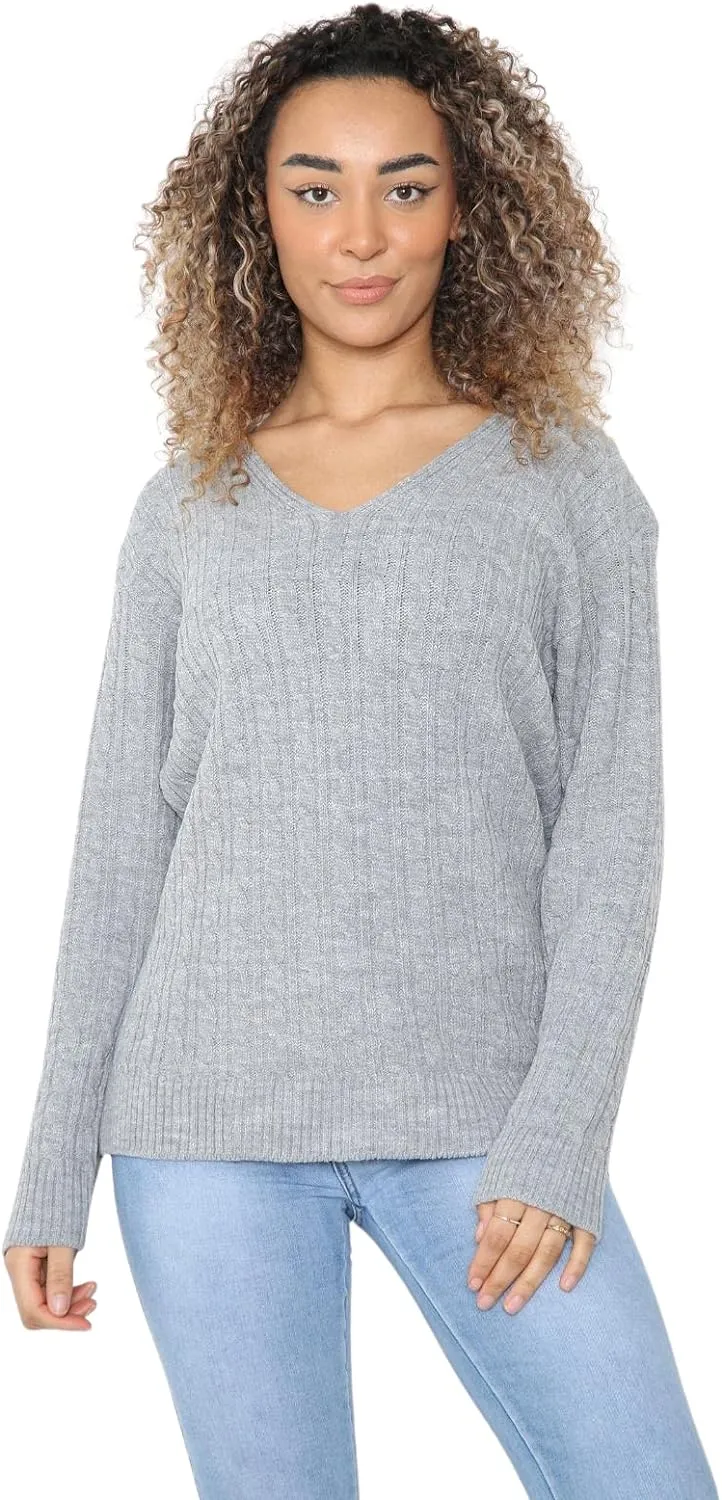 Cable Knitted V-Neck Sweater Top