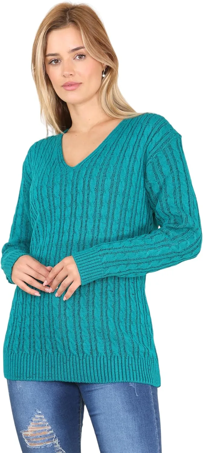 Cable Knitted V-Neck Sweater Top