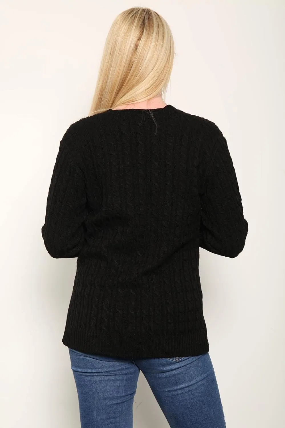 Cable Knitted V-Neck Sweater Top