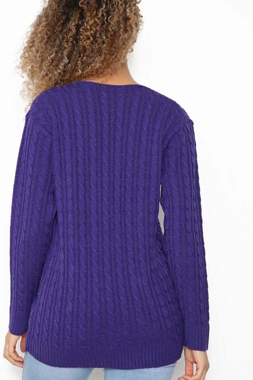 Cable Knitted V-Neck Sweater Top