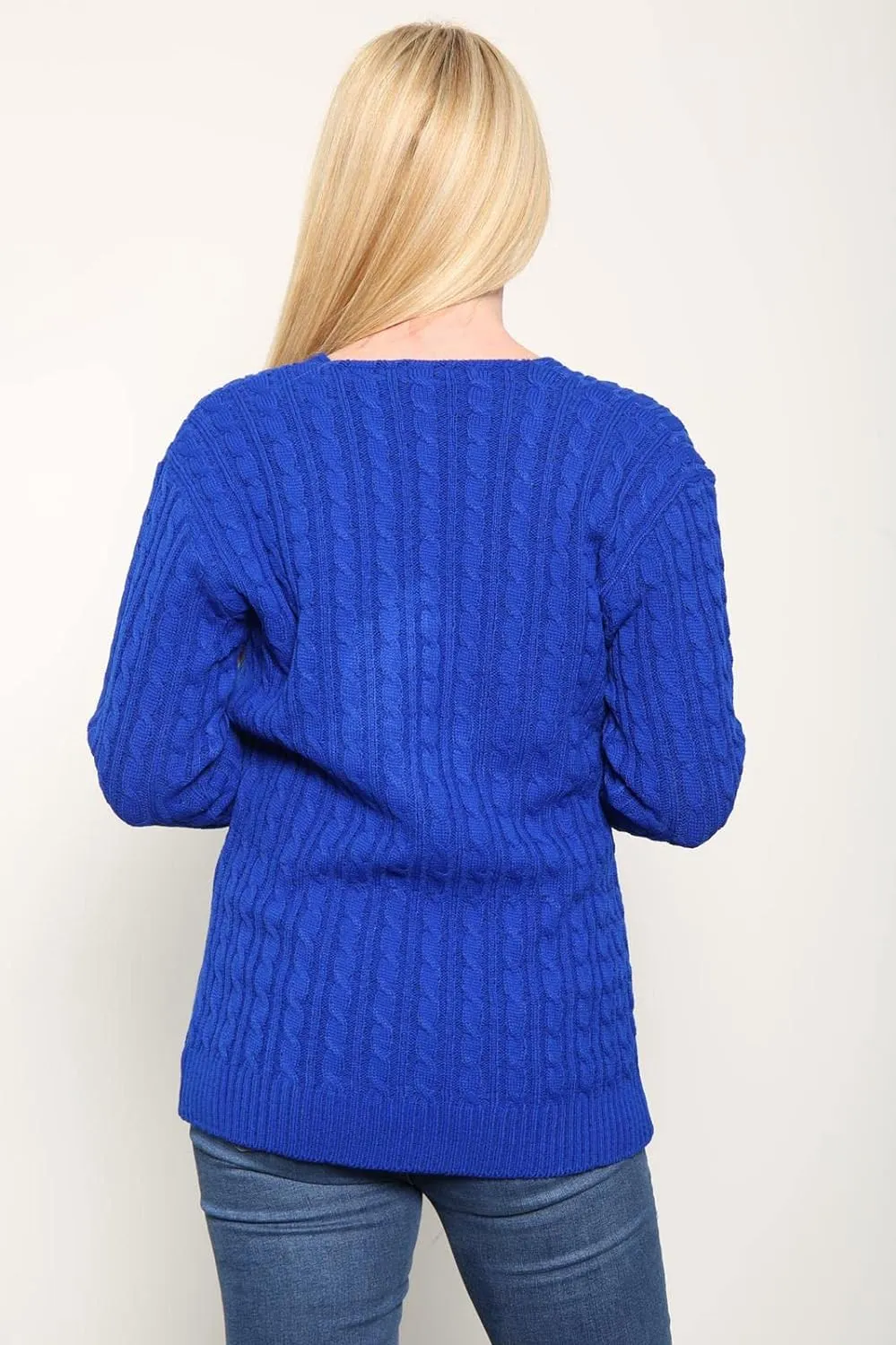 Cable Knitted V-Neck Sweater Top