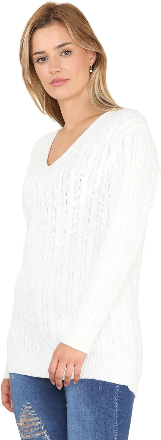 Cable Knitted V-Neck Sweater Top