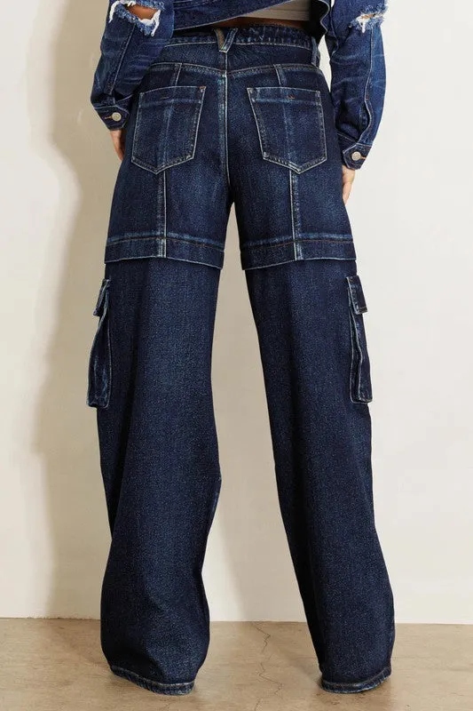 Cargo Pocket Wide Leg Jeans