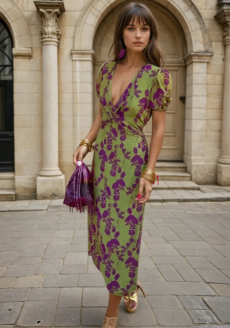 CARINA | Women's Long Dress with Floral Print