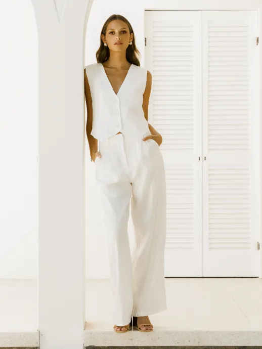 Castaway Pant White 100% Linen