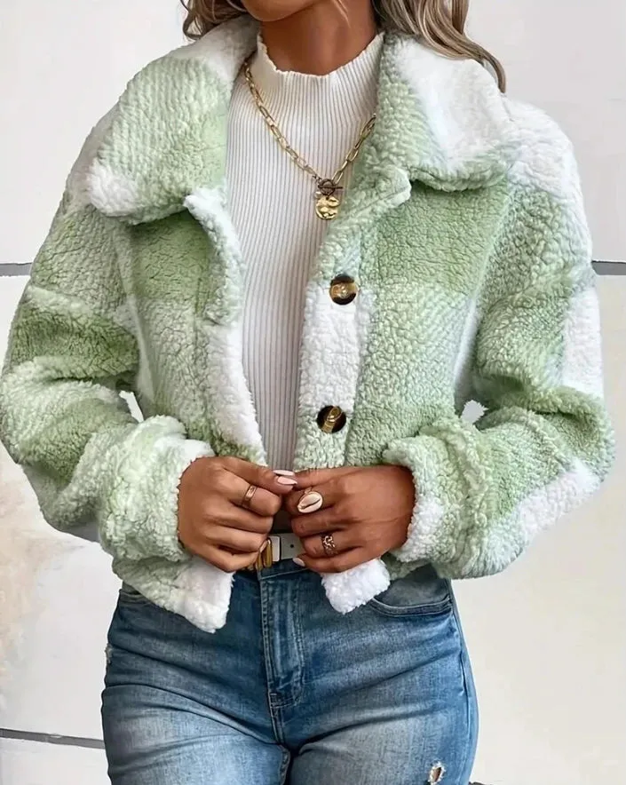 Casual Pattern Button Coat - 3 colors available