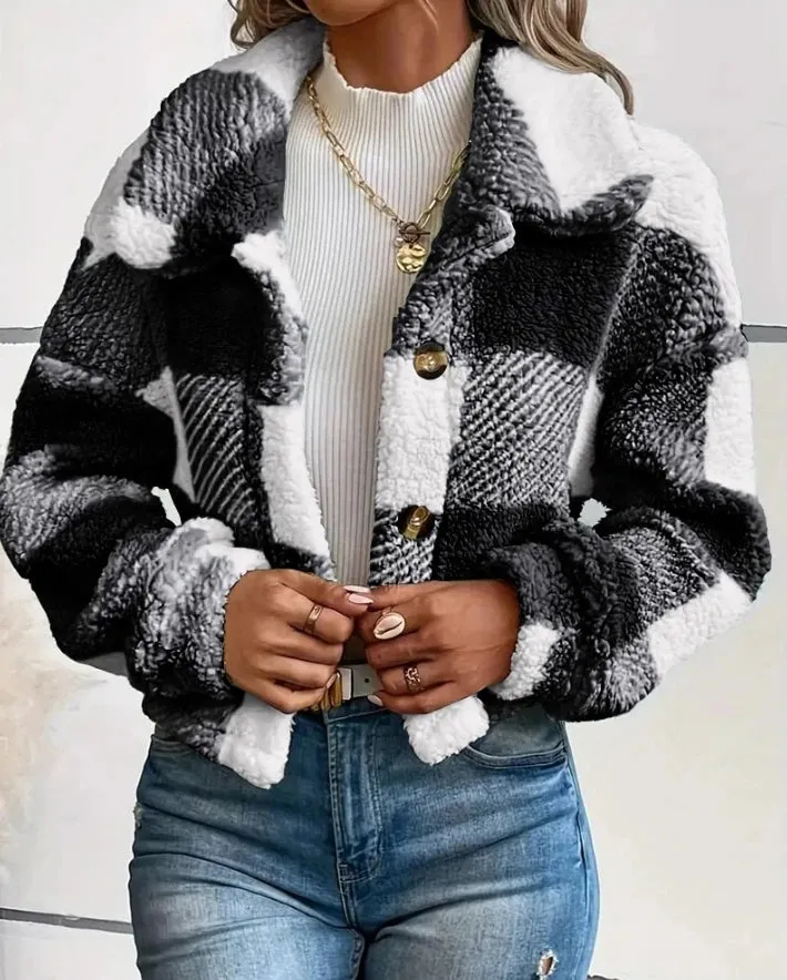 Casual Pattern Button Coat - 3 colors available