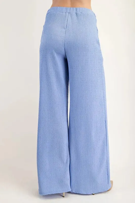 Celeste Textured Wide-Leg Pants with Pockets